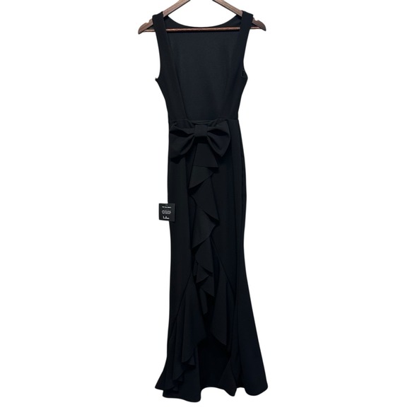 exquisite refinement black backless bow ruffled maxi dress Bali Backless Gown main image 1